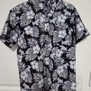 Retro Rifle Black and White Floral Men's Shirt